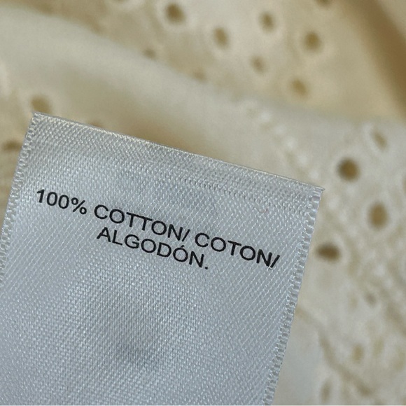Lucky Brand M Ivory Eyelet Blouse 100% Cotton Prairie Peasant Boho Country EUC - Picture 8 of 11